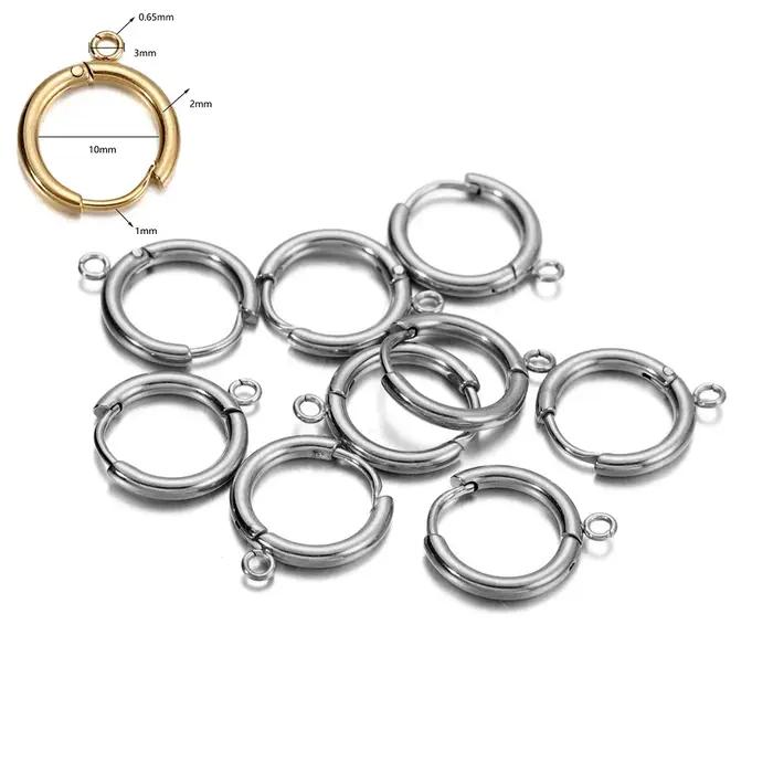 Boucles d'Oreilles Huggie en Acier Inoxydable, 10 Pièces, Crochets avec Boucle, Tige d'Oreille Ronde