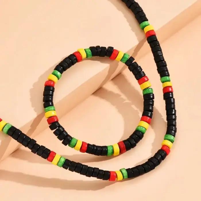 Collier créatif, ensemble de bijoux en perles de bois