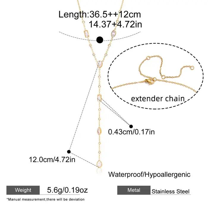Collier Yori en acier inoxydable blanc avec zircon cubique géométrique