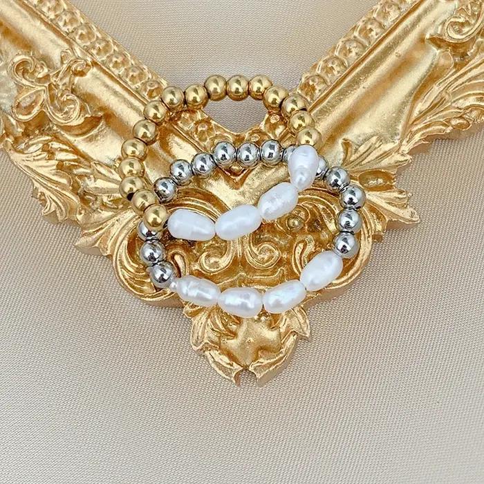 Bague en perles d'eau douce naturelles pour femme