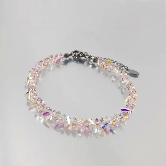 Bracelet de perles irrégulières en cristal Transparent pour femmes