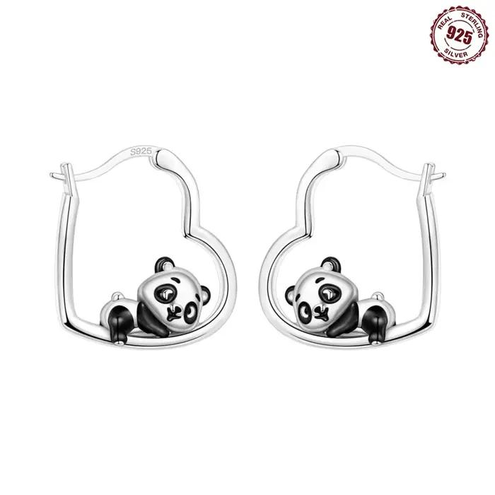 MISEFF – boucles d'oreilles en argent Sterling S925, jolies boucles d'oreilles Panda en forme d'anim