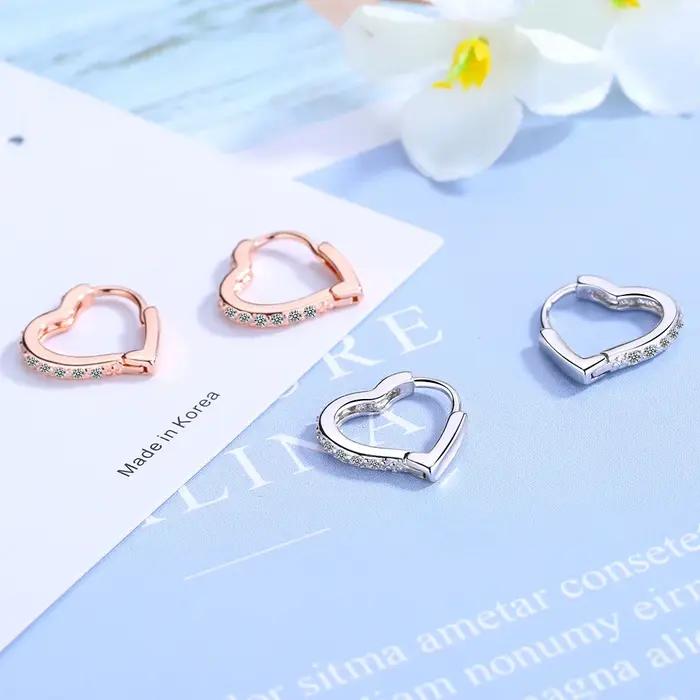 Boucles d'oreilles en argent Sterling 925 en forme de cœur
