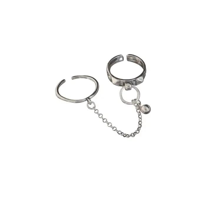 Bague géométrique ronde rétro en argent Sterling 925 véritable pour femmes