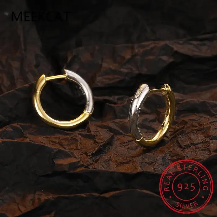 Boucles d'oreilles créoles rondes en argent regardé 925 pour femmes