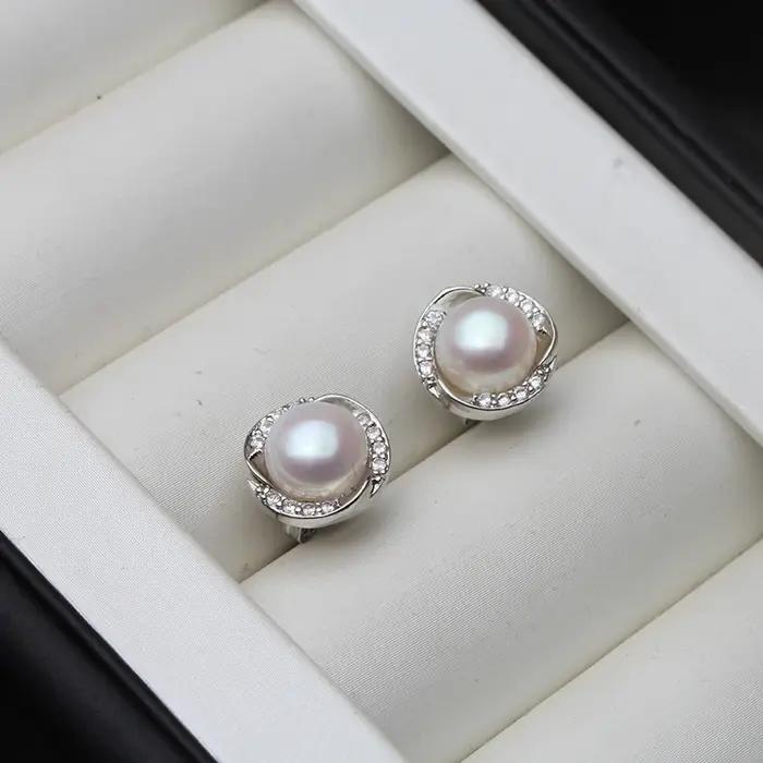 Boucles d'oreilles en perles noires d'eau douce cultivées pour femme, jolies boucles d'oreilles en a