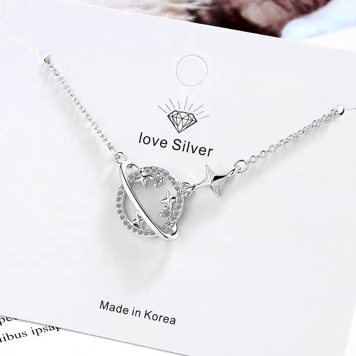 Colliers en argent 925 avec étoiles et zircons pour femmes, bijoux fins de luxe, offres de bijouteri