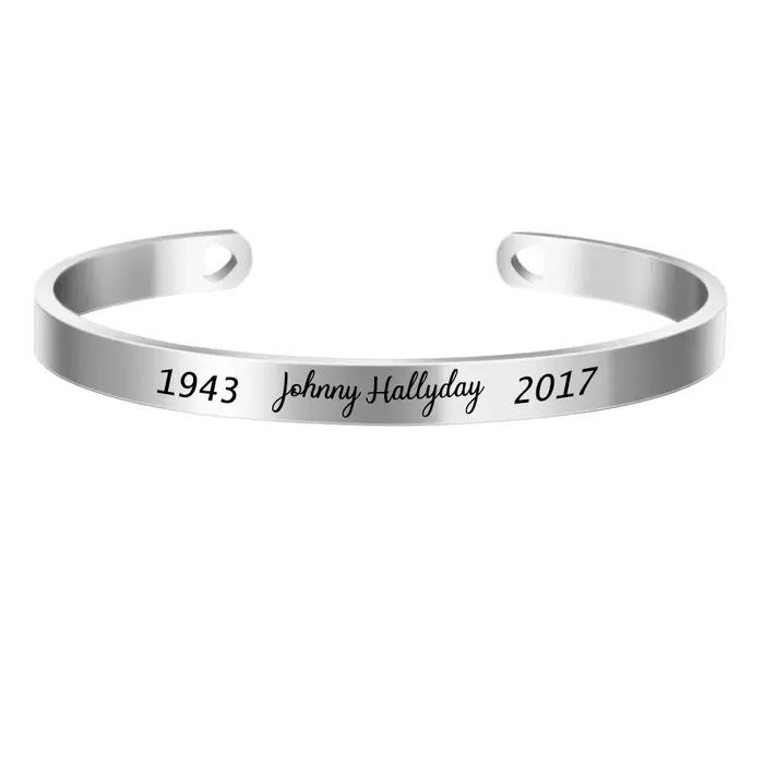 6mm Johnny Hallyday nom personnalisé Bracelet en acier inoxydable manchette