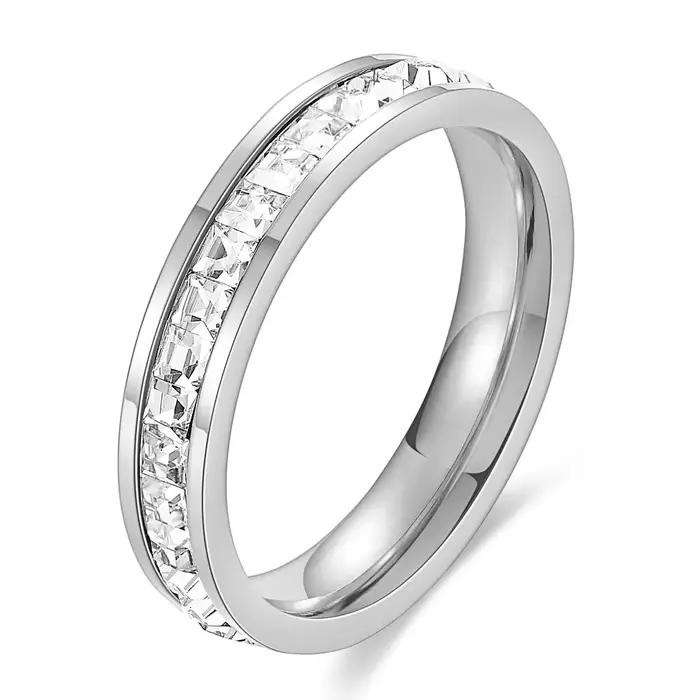 VQYSKO bijoux de mariage et de fiançailles luxueux et élégants, bagues de couple pour femmes serties de diamants artificiels brillants carrés