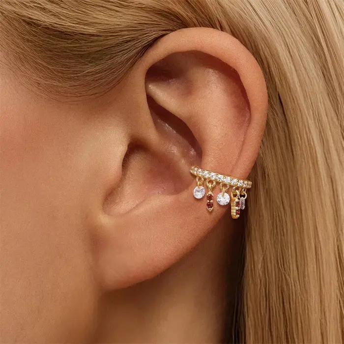 BOAKO – boucles d'oreilles en argent Sterling 925, or 18 carats, couleur grenade, Zircon, manchette à pampilles, bijoux fins pour fête de mariage