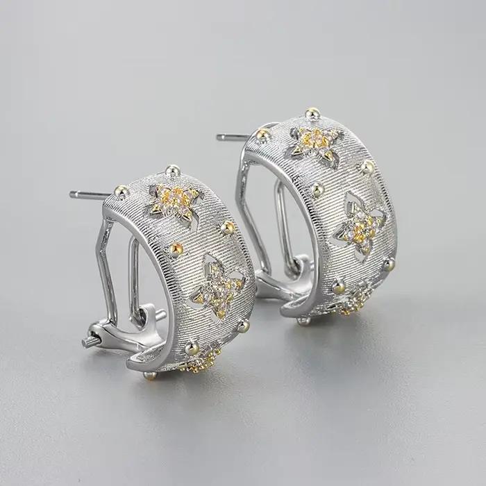 OKLA – boucles d'oreilles Vintage françaises découpées en Zircon pour femmes, bijoux élégants et charmants, accessoire de mariage pour rencontres, cadeau