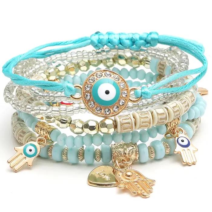 Ensemble de bracelets bohème mauvais œil pour femmes
