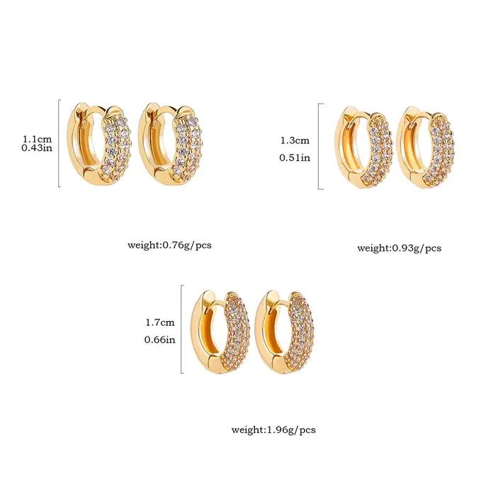 Nouvelles Boucles d'Oreilles Huggie Plaqué Or avec Zircon Cubique