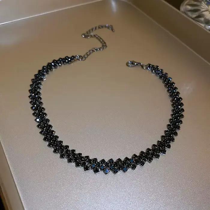 Collier Ras du Cou en Strass Brillants pour Femme, Bijoux de Luxe en Clip Géométrique Personnalisé,