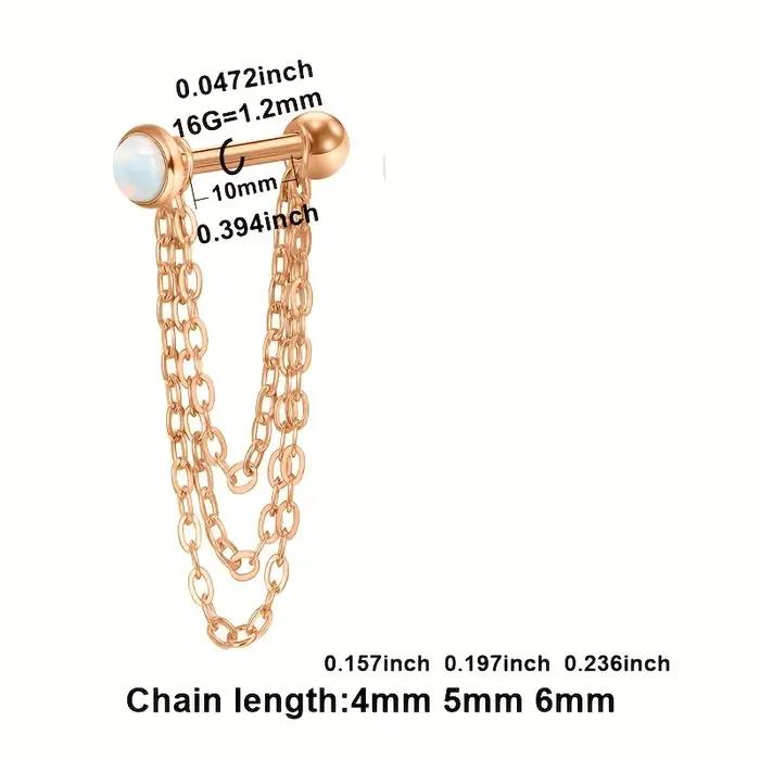 16G Helix Cartilage Tragus haltère avec chaîne boucles d'oreilles piercing boule en acier inoxydable boucle d'oreille