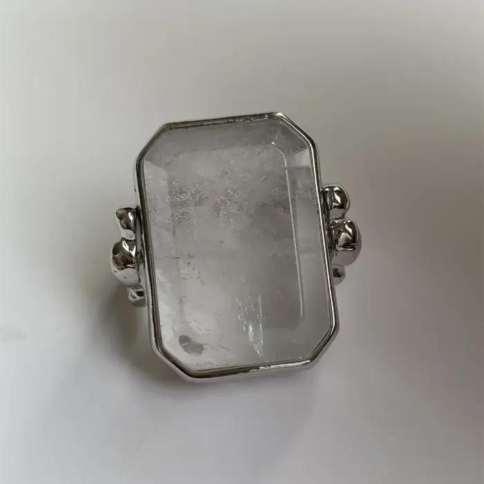 Bague en cristal cube de sucre carré, mode rétro française