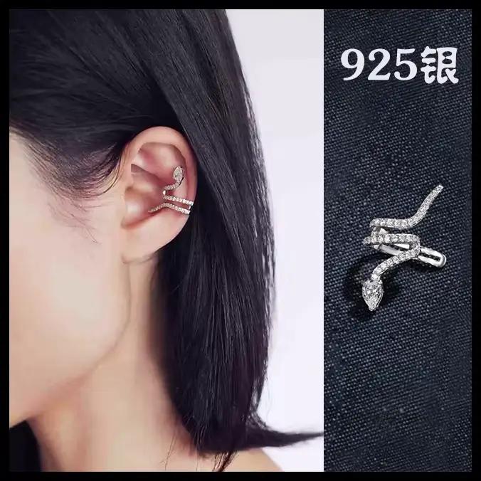 Boucles d'oreilles serpent en argent regardé 925 pour femmes, bijoux fantaisie
