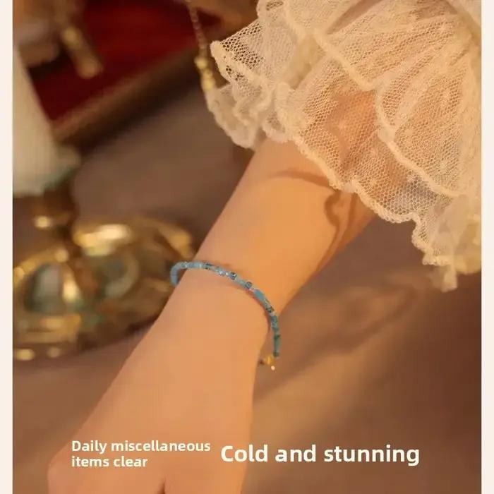 Bracelet à facettes en cristal bleu naturel
