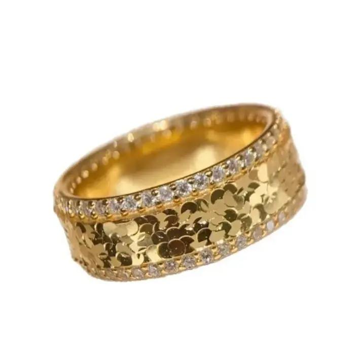 Bague Vintage en argent 925 avec diamants cloutés et paillettes