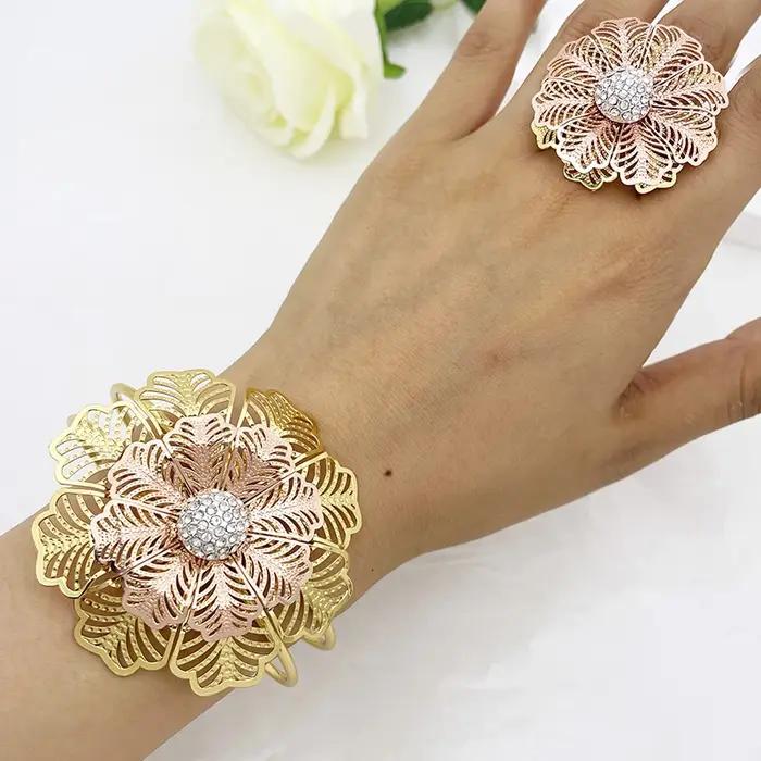 Ensemble de bracelets et matiques en or rose pour femme, plaqué or 18 carats, bijoux en cuivre, acce