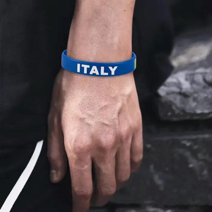 Bracelets drapeau italien en silicone pour hommes et femmes bracelets holographiques classiques à offrir pour vacances sportives et événements