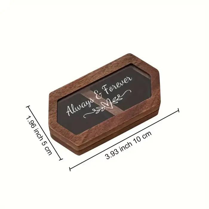 Boîte à matiques en bois gravée, double fente, parfaite pour mariage, matiques de proposition, cadeau romantique pour femme, bijoux, toujours et pour toujours"