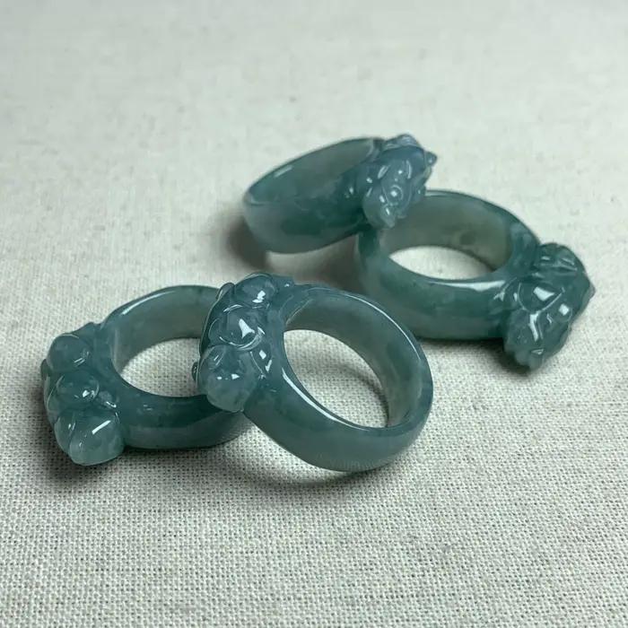 Bague Pixiu en Jade naturel de qualité A, authentique, eau bleue, cuir atmosphérique, cadeaux pour hommes et femmes, bijoux, vente en gros