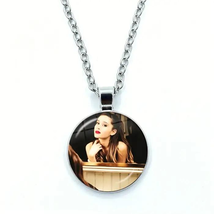 Collier Ariana Grande pour femme, bijoux, pendentif en verre cabochon, collier tendance en cristal, vente en gros