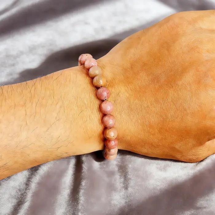 Bracelet en perles de rhodochrosite pierre naturelle bracelet reiki bijou de guérison cristal breloque vitalité cadeau pour femme occasions spéciales