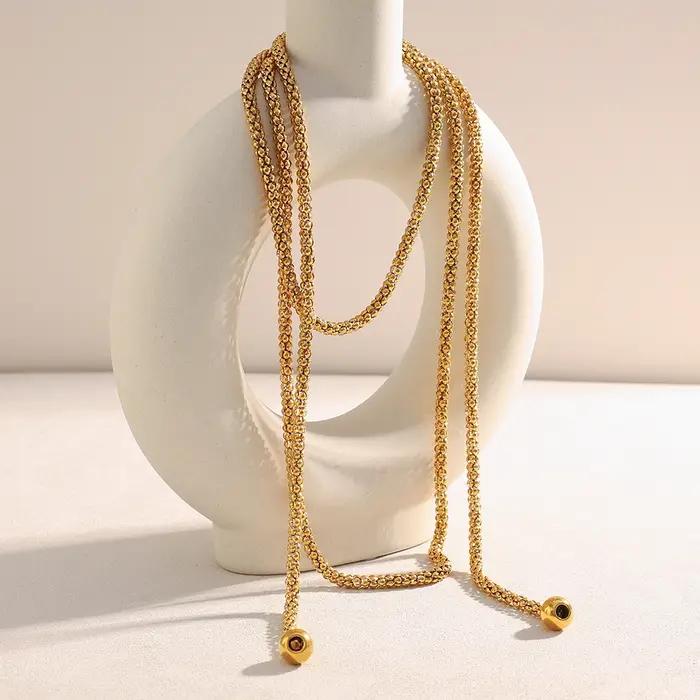 Collier de Perles Carrées Multicouches Créatives en Or Plaqué et Acier Inoxydable pour Fêtes et Occasions Spéciales pour Femmes