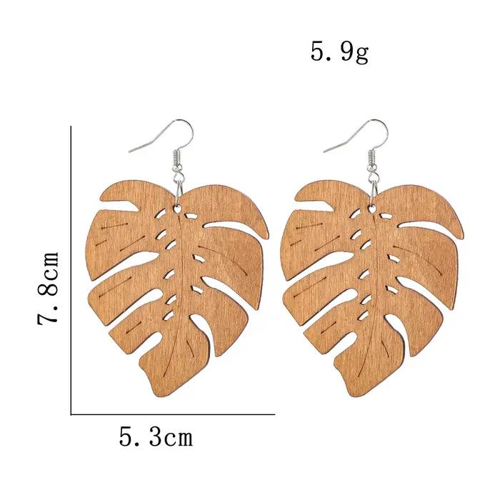 Boucles d'oreilles Boho géométriques en bois faites à la main pour femmes