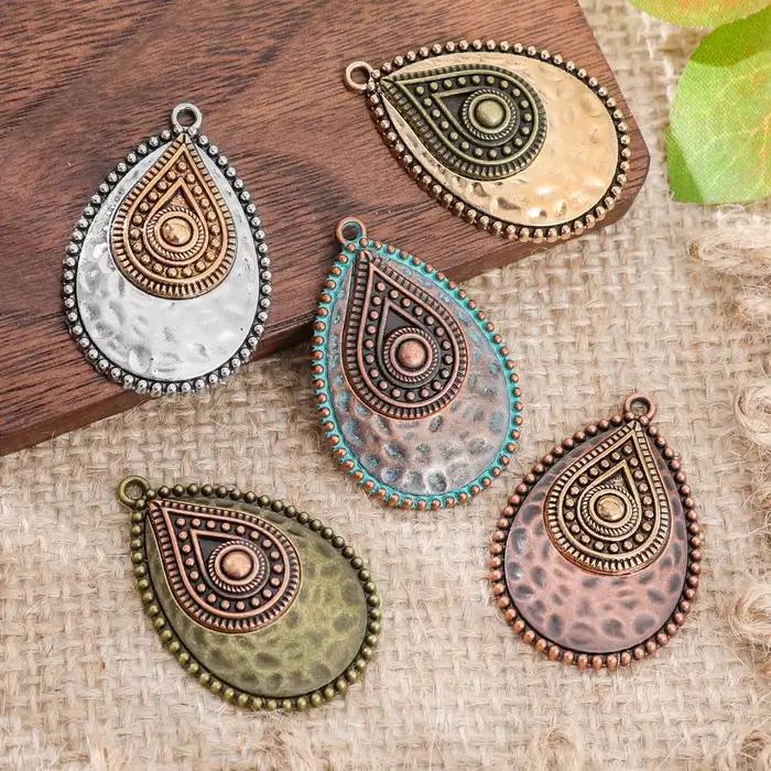 Pendentif en forme de larme style rétro vintage ethnique bohème en alliage de zinc pour création de bijoux personnalisés pour femme