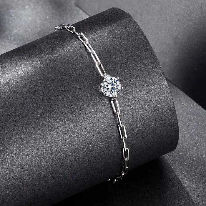 Bamoer U 1CT – Bracelet en Moissanite en argent Sterling 925