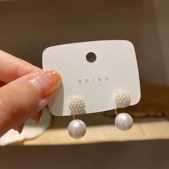 Boucles d'oreilles élégantes avec pendentif en perles suspendues au dos, bijoux Design sens, accesso