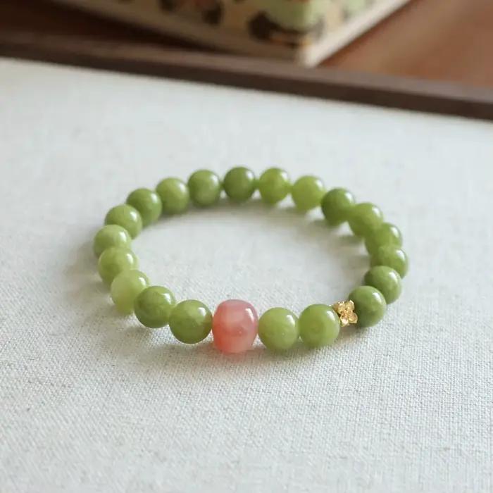 Bracelet en cristal d'olivine vert naturel, perles rondes de 8MM, Niche 2026, chaîne à main en Agate