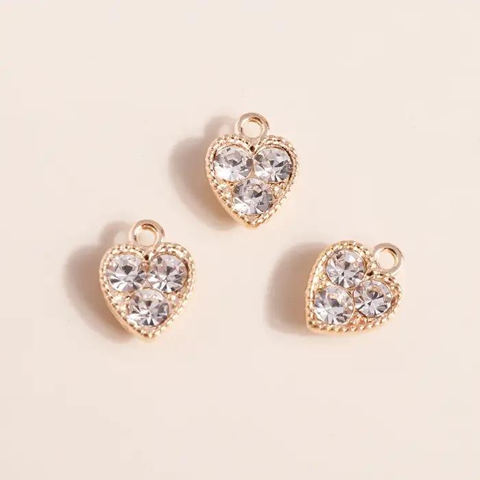 10 pièces 10*13mm or argent couleur cristal coeurs breloques pour colliers boucles d'oreilles faisant des accessoires