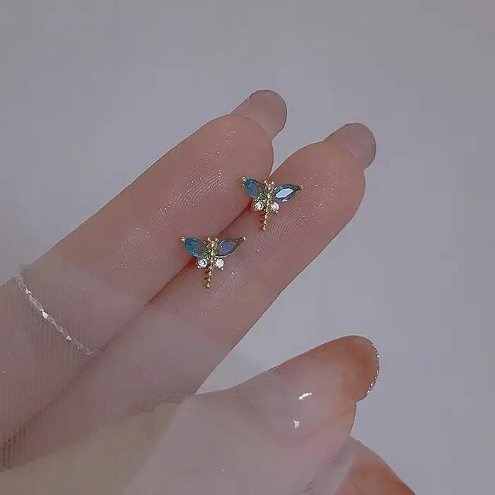 Boucles d'oreilles en argent Sterling 925 en forme de libellule pour femmes