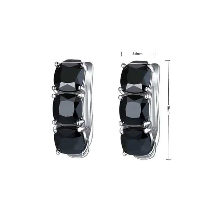Nouvelles Boucles d'Oreilles Clous Simples en Argent Noir avec Pierre Spinelle Noire en Forme d'Étoile pour Femme, Bijoux Femme I196