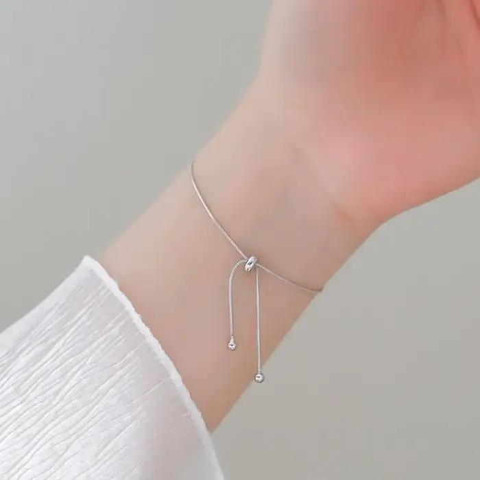 Bracelet réglable en chaîne serpent en acier inoxydable or plaqué rhodium imitation pour femmes et filles occasions spéciales elegance sophistiquée