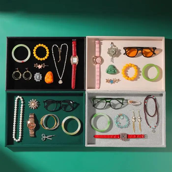 Boîte de rangement de bijoux, boîte de rangement de colliers, bagues, boucles d'oreilles, boîte de rangement de Classification, boîte d'exposition de broches de bijoux, tiroir organisateur plateau out
