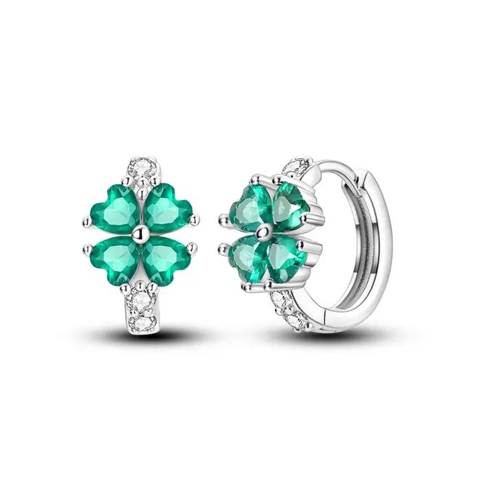 Boucles d'oreilles trèfle à quatre feuilles en argent Sterling 925 pour femmes, cerceau en Zirconium trèfle porte-bonheur pour anniversaire, bijoux cadeaux de mariage