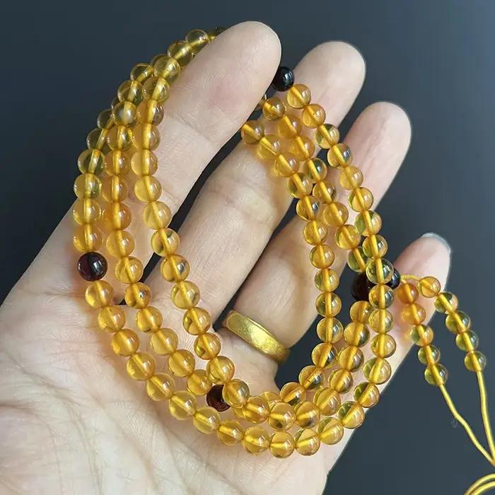 Yoowei – collier rond en ambre doré de 5mm