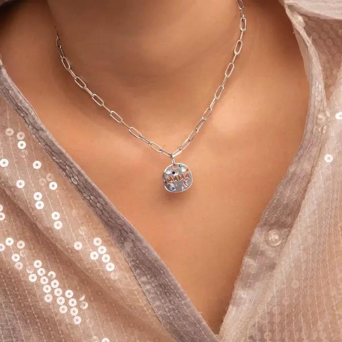 Collier MAMA Fête des Mères Pendentif Gardien Circulaire Irrégulier Nouvelle Mode en Acier Inoxydable Accessoire Cadeau Occasions Spéciales