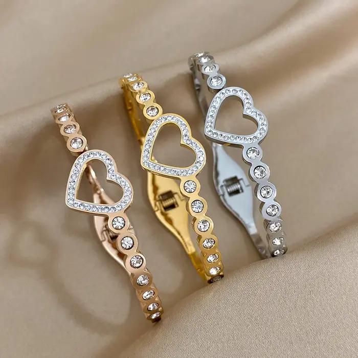 Bracelet assorti d'amour Femme Luxe strass coeur