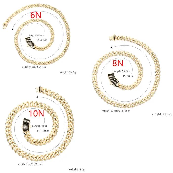 Collier Hip Hop Monaco Laiton Plaqué Or avec Zircon Blanc Style Robuste et Audacieux Pour Occasions Spéciales