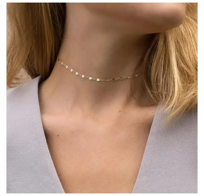 Collier multicouche pour femmes, chaîne torsadée en acier inoxydable plaqué PVD, chaîne réglable, co