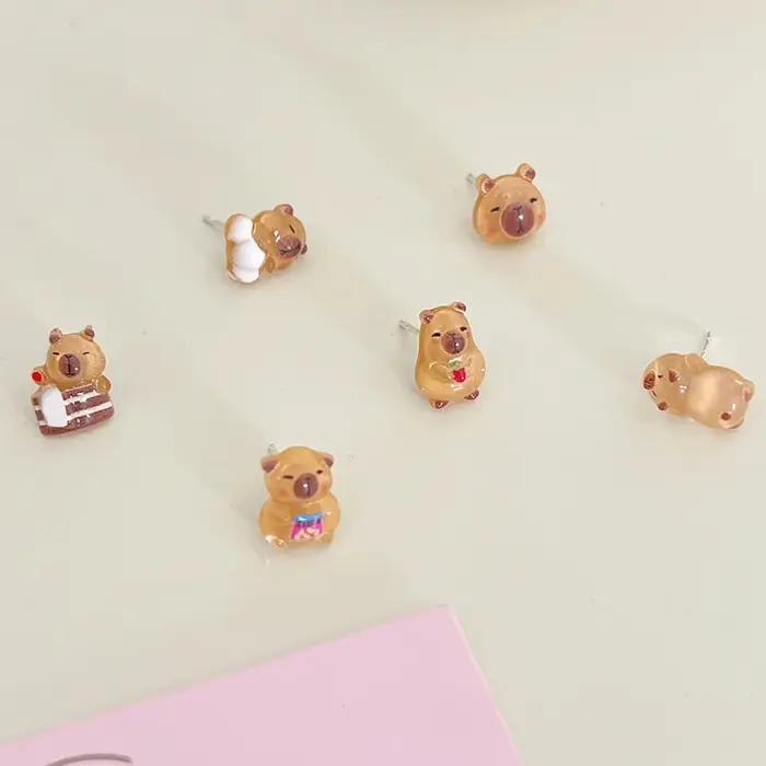 Boucles d'oreilles Capybara Kawaii en résine pour femmes et filles occasions spéciales fantaisie mode kawaii