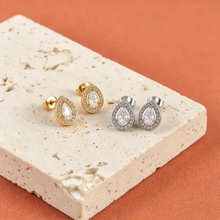 Boucles d'oreilles délicates en forme de goutte d'eau géométrique pour femmes