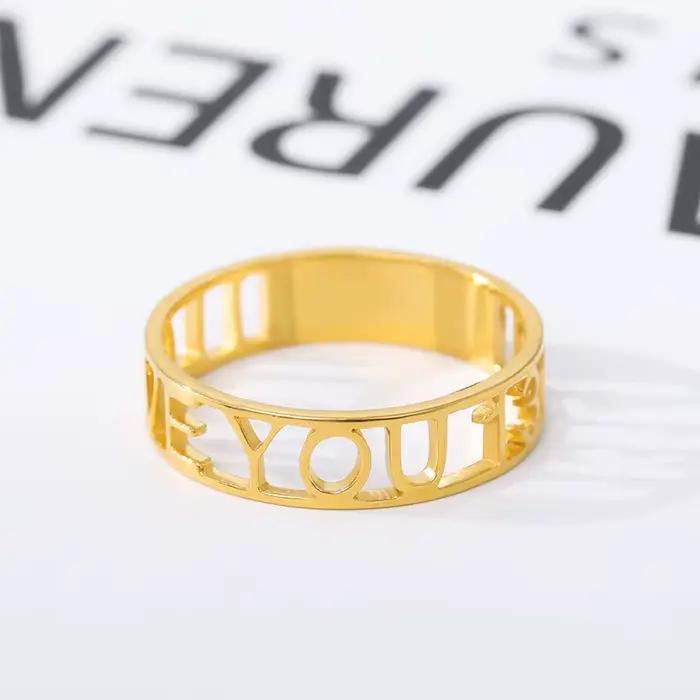 Bagues gravées de lettres personnalisées pour femmes et hommes, bague de fiançailles, bijoux de mariage en acier inoxydable, cadeau personnalisé