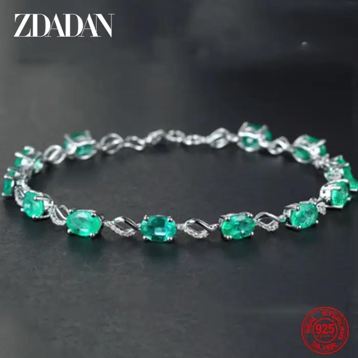 ZDADAN – Bracelet en argent Sterling 925 pour femmes, chaîne émeraude, accessoires de bijoux à la mo